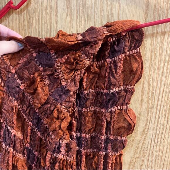 CJ Banks Stretchy Fall / Autumn Scarf Brown & Dark Orange w/ Fringe Approx 62 In - Picture 5 of 6
